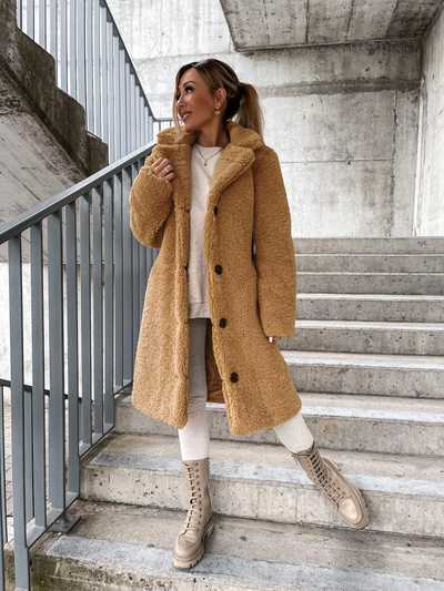 Damen Winter Teddy Mantel | Lang