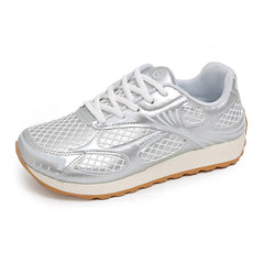 Damen Sportliche Sneakers mit atmungsaktivem Netzoberteil und flexibler Laufsohle in Grau