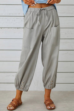 Tracy - Modische Haremshose mit Knopfdetail für einen trendigen Look in Grau