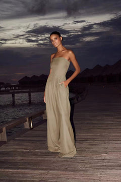 SAGA™ | Stropfloser Jumpsuit in Khaki