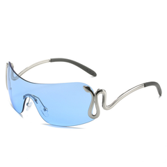 Damen Y2K Übergroße Sonnenbrille | Stylisch in Blau