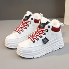 Damen Winterliche High-Top Sneakers mit luxuriösem Fleece-Futter in Rot
