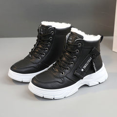 Damen High-Top Sneakers mit warmem Fleece-Innenfutter und rutschfester Sohle in Schwarz