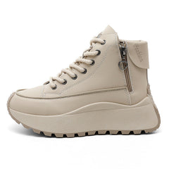 Damen High-Top Sneakers mit elegantem Reißverschluss und dämpfender Laufsohle in Khaki