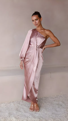 Beric | Satin-Maxi-Kleid in Aprikose