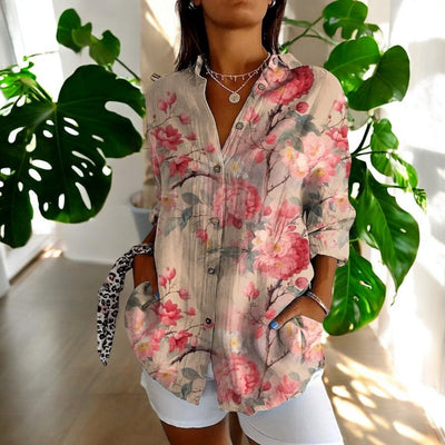 Yvonne®️™ | Vintage-Bluse mit Blumendruck