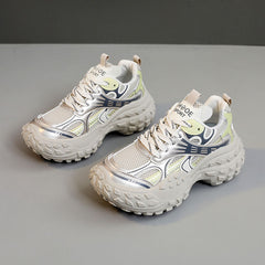 Damen sportliche Lauf-Sneaker mit stoßdämpfendem Komfort und atmungsaktiver Konstruktion in Gelb