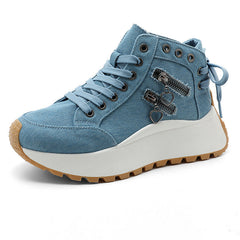 Damen High-Top Sneakers mit modischen Reißverschlussdetails und dämpfender Laufsohle in Blau