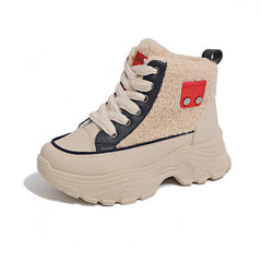 Damen Winterliche High-Top Sneaker mit kuscheligem Fleece-Futter und rutschfester Sohle in Braun