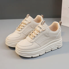 Damen modische Plateau Sneakers mit dämpfender Laufsohle und atmungsaktivem Obermaterial in Khaki