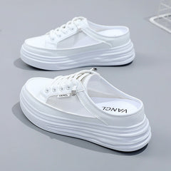 Damen lässige Sneaker mit atmungsaktivem Mesh-Obermaterial und dämpfender Sohle in Weiß