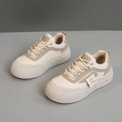 Damen modische Plateau Sneakers mit Sportprofil und atmungsaktivem Obermaterial in Khaki