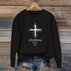 Damen Sweatshirt mit christlichem Motiv und weichem Innenfutter in Schwarz