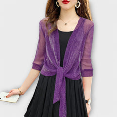 Olivia - Bluse mit offener Vorderseite in Lila