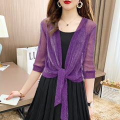 Skyla - Elegante Bluse mit offener Vorderseite für Damen in Lila