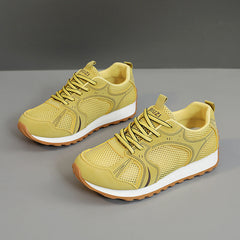 Damen Sportliche Sneakers mit atmungsaktivem Mesh-Obermaterial und stoßdämpfendem Fußbett in Gelb