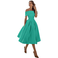 Hilf | Legeres, satiniertes Abendkleid für Damen in Blau Grün