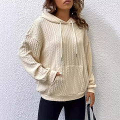 Damen Hoodie mit strukturiertem Strickdesign und bequemer Passform in Aprikose