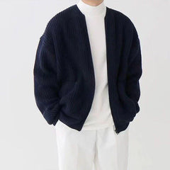 LOIC – Herren-Strickjacke – Bequemer Cardigan im Minimalistischen Stil in Marineblau