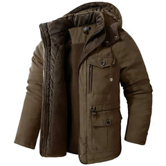 Warmer Herren Wintermantel | Wind- & Wasserdicht | Outdoor Mantel in Dunkelbraun