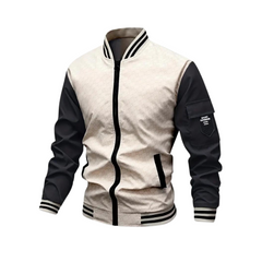 Bomberjacke Herren | Zweifarbige Reißverschluss Jacke in Beige