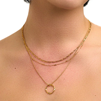 Offene Kreis Dreireihige Halskette | Gold