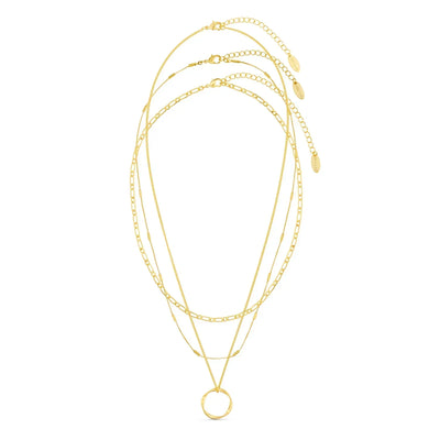 Offene Kreis Dreireihige Halskette | Gold