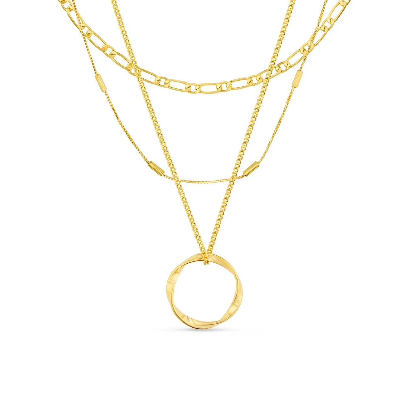Offene Kreis Dreireihige Halskette | Gold