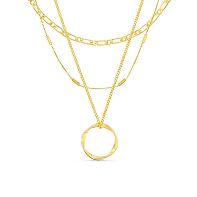 Offene Kreis Dreireihige Halskette | Gold