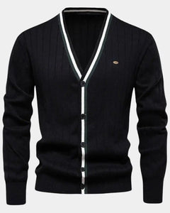 Joachim | Herren Baumwollpullover mit Knöpfen – Knopf Pullover Herren in Schwarz