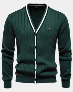 Joachim | Herren Baumwollpullover mit Knöpfen – Knopf Pullover Herren in Dunkelgrün