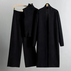 VIRTUDES - SET AUS MANTEL, OBERTEIL UND WEITER HOSE in Schwarz