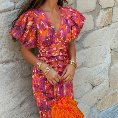 Carole | Festliches Kleid mit Lebendigen Farben und Spektakulären Details