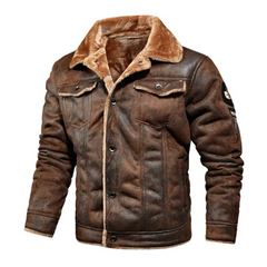 Andreas® | Warme und Vielseitige Lederjacke in Braun