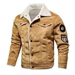 Andreas® | Warme und Vielseitige Lederjacke in Khaki