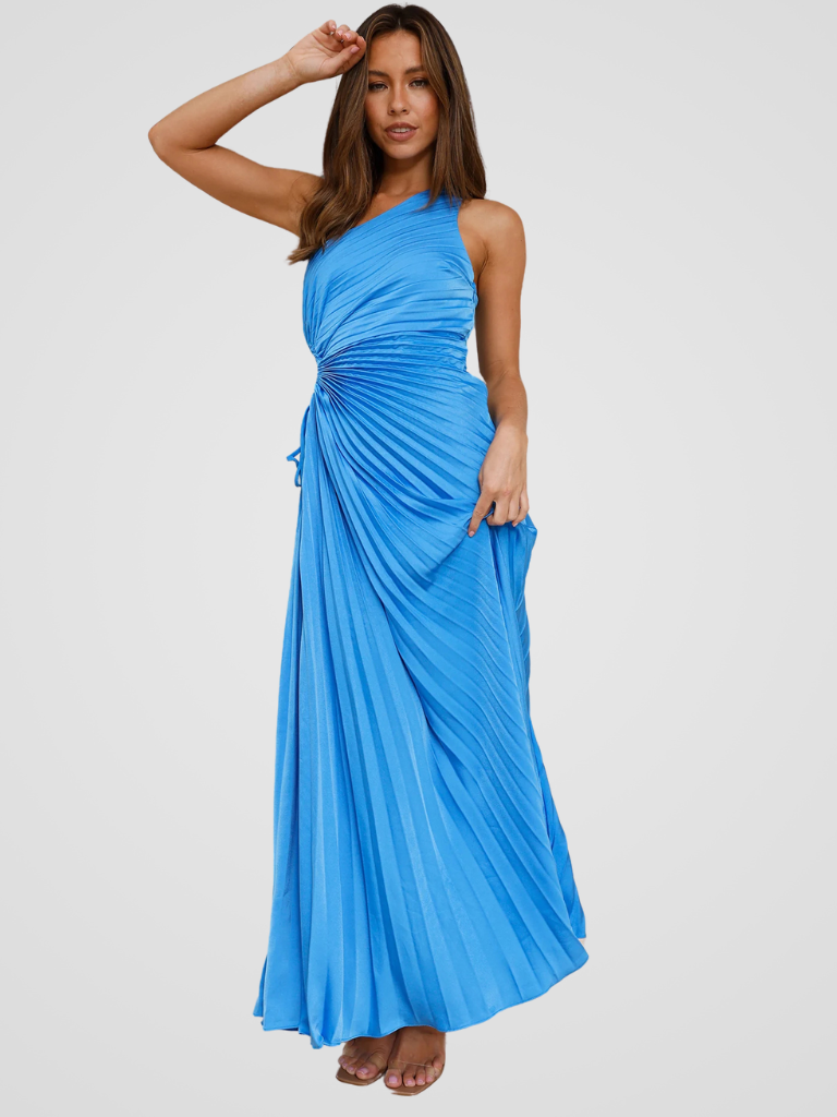 AURORA ONE SHOULDER PLISSEEKLEID