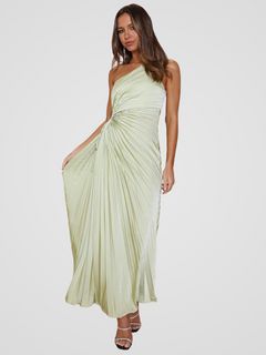 AURORA ONE SHOULDER PLISSEEKLEID in Sage