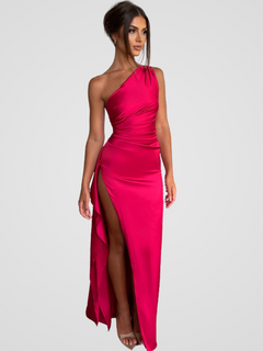 SOLEIL SATIN MAXIKLEID in Rot