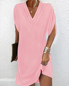 Adora - Soft-Touch-Wickelkleid mit V-Ausschnitt in Rosa