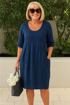Ysolde - Soft-Touch-Tageskleid in Marineblau