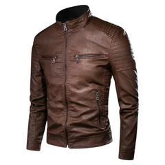 Danny™ | Warme Lederjacke in Kaffee