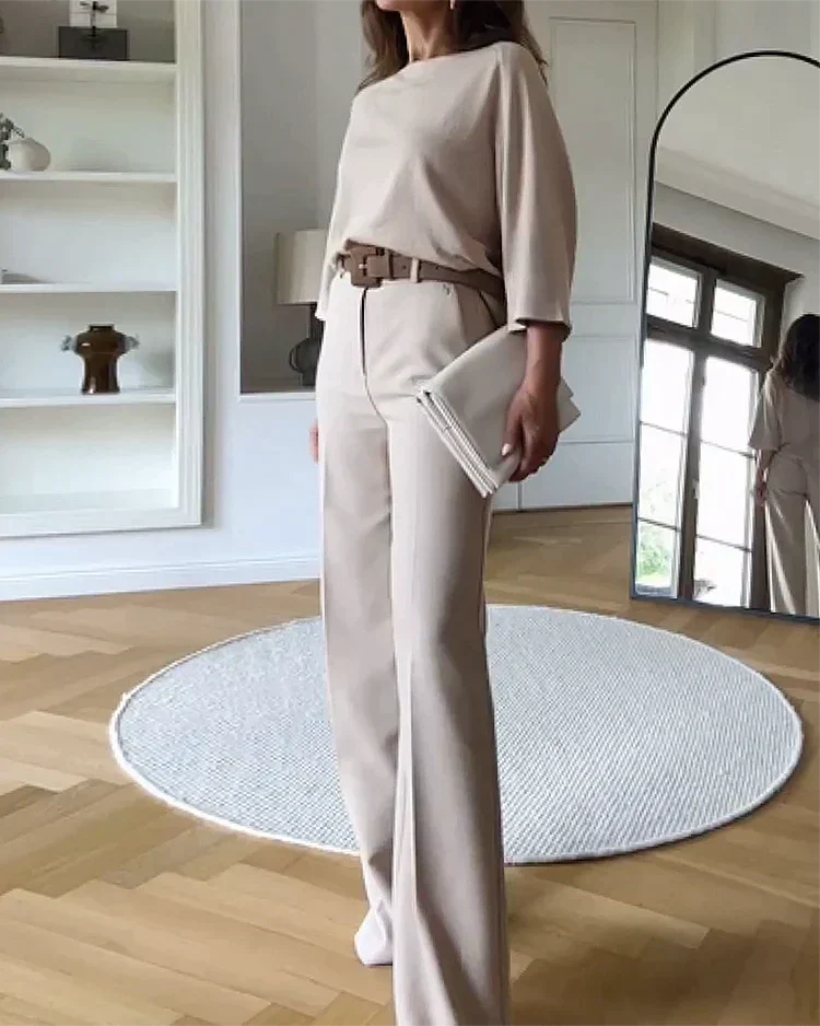 Orla - Langärmelige Bluse und Hose Set für Damen