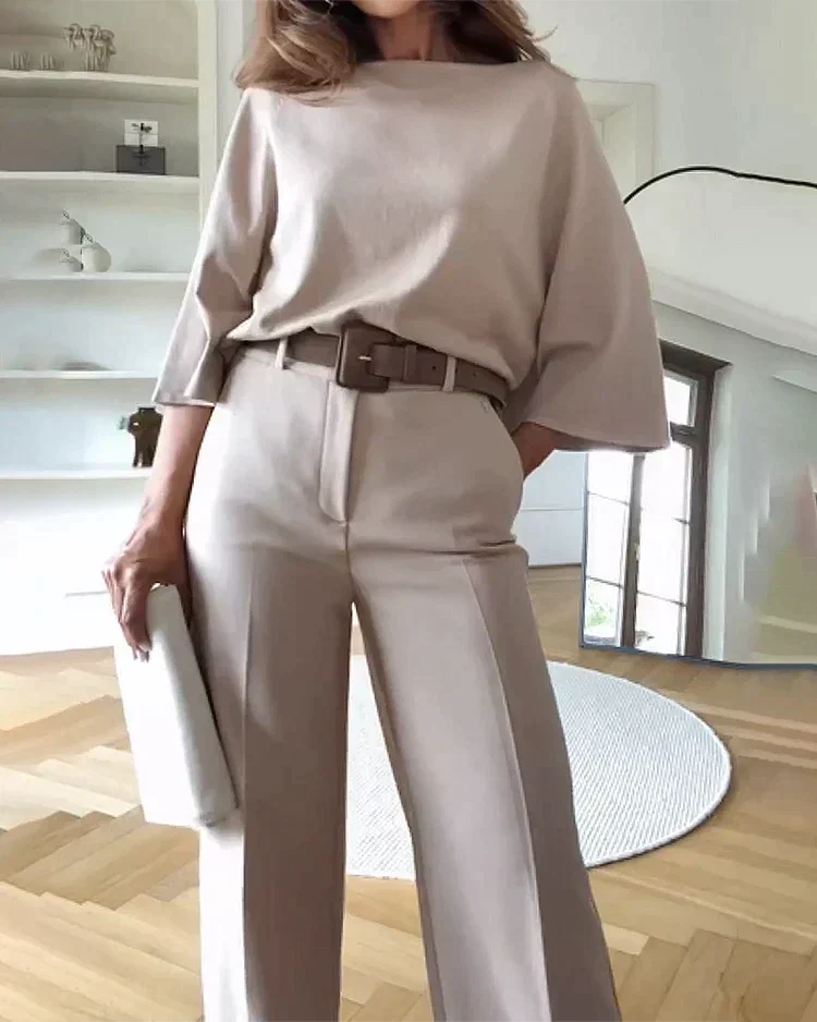 Orla - Langärmelige Bluse und Hose Set für Damen