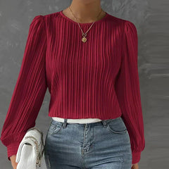 Ortrud - Damen-Faltenbluse in Rot