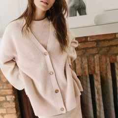 Aylin - Überdimensionaler Cardigan in Hafermehl