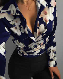 Ottilie - Bedruckte Bluse für Damen in Blau