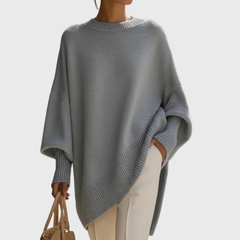 Roswitha | Damen Oversize Locker Strickpullover in Grau