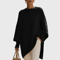 Roswitha | Damen Oversize Locker Strickpullover in Schwarz