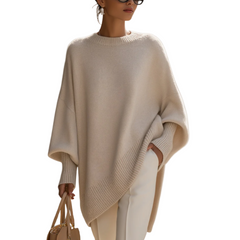 Roswitha | Damen Oversize Locker Strickpullover in Beige