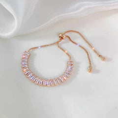 Verstellbares Cubic-Zirkonia-Armband aus Gold und Silber in Roségold